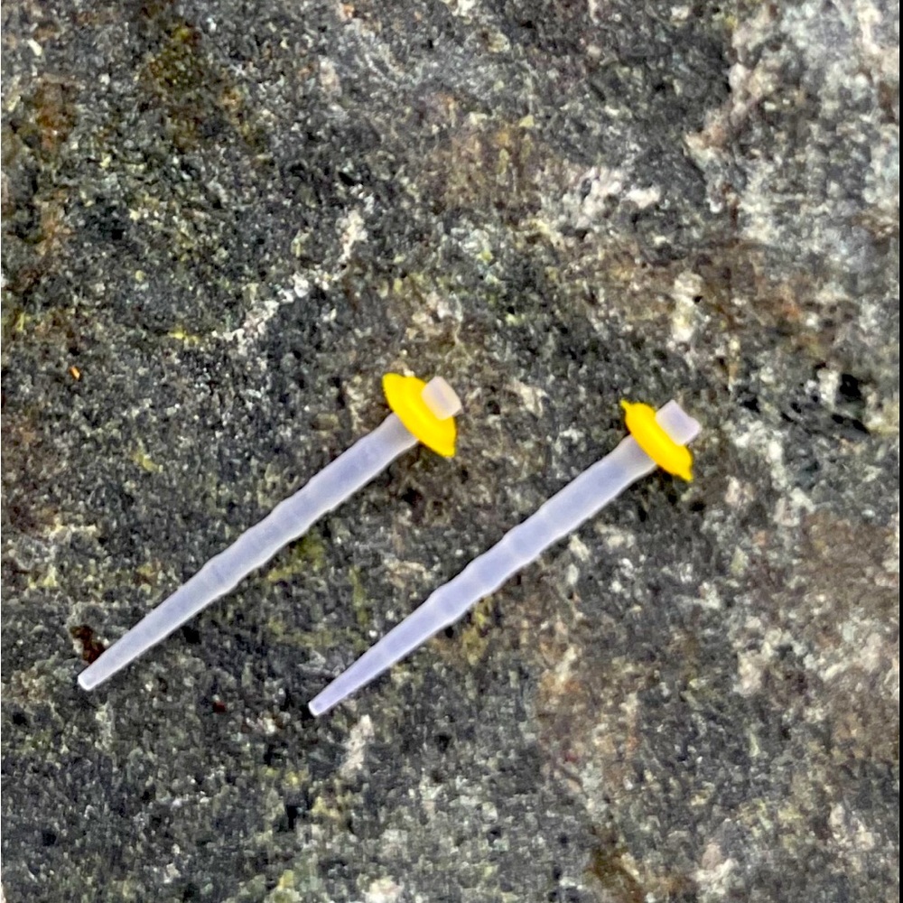 Straight ear-post with rubber backer